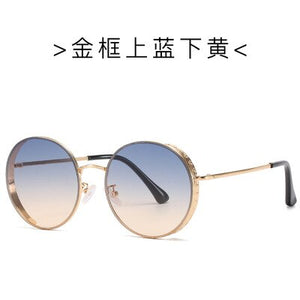 Nueva ronda de gafas de sol europeo y americano anteojos de sol de moda para mujeres con gafas de sol con montura de metal