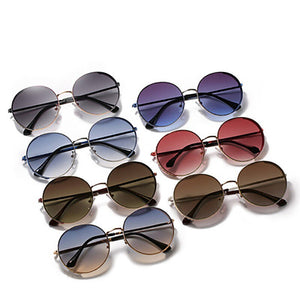 Nueva ronda de gafas de sol europeo y americano anteojos de sol de moda para mujeres con gafas de sol con montura de metal
