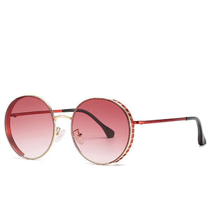 Nueva ronda de gafas de sol europeo y americano anteojos de sol de moda para mujeres con gafas de sol con montura de metal