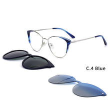 Load image into Gallery viewer, O-Q CLUB 3 In 1 Magnetic  Clip On Women Glasses Myopia Prescription Eyeglasses Frames Optical Cat Eye Lady Eyewear 69914