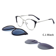 Load image into Gallery viewer, O-Q CLUB 3 In 1 Magnetic  Clip On Women Glasses Myopia Prescription Eyeglasses Frames Optical Cat Eye Lady Eyewear 69914