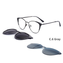 Load image into Gallery viewer, O-Q CLUB 3 In 1 Magnetic  Clip On Women Glasses Myopia Prescription Eyeglasses Frames Optical Cat Eye Lady Eyewear 69914