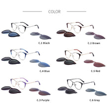 Load image into Gallery viewer, O-Q CLUB 3 In 1 Magnetic  Clip On Women Glasses Myopia Prescription Eyeglasses Frames Optical Cat Eye Lady Eyewear 69914
