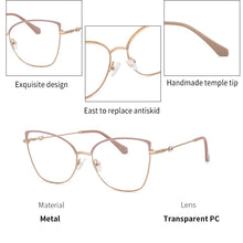Load image into Gallery viewer, O-Q CLUB Cat Eye Women Glasses Vintage Metal Myopia Optical Prescription Eyewear   Eyeglasses Frames MG3643