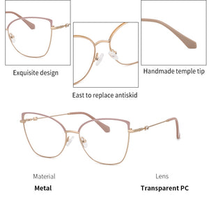 O-Q CLUB Cat Eye Women Glasses Vintage Metal Myopia Optical Prescription Eyewear   Eyeglasses Frames MG3643