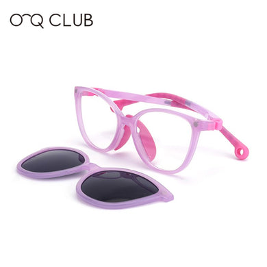O-Q CLUB Kids Glasses Boys Girls Cat Eye Sunglasses Optical Magnetic Clip On Polarized UV400 Eyeglasses Frames 19977