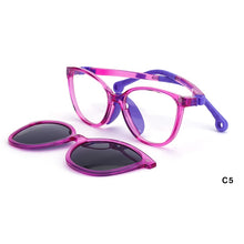 Load image into Gallery viewer, O-Q CLUB Kids Glasses Boys Girls Cat Eye Sunglasses Optical Magnetic Clip On Polarized UV400 Eyeglasses Frames 19977