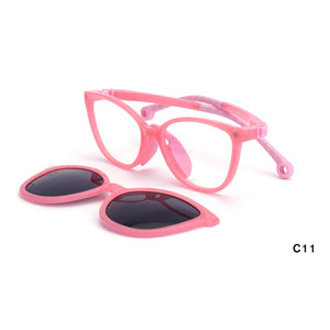 O-Q CLUB Kids Glasses Boys Girls Cat Eye Sunglasses Optical Magnetic Clip On Polarized UV400 Eyeglasses Frames 19977