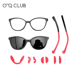 O-Q CLUB Kids Glasses Boys Girls Cat Eye Sunglasses Optical Magnetic Clip On Polarized UV400 Eyeglasses Frames 19977