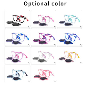 O-Q CLUB Kids Glasses Boys Girls Cat Eye Sunglasses Optical Magnetic Clip On Polarized UV400 Eyeglasses Frames 19977