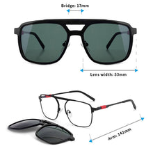 Load image into Gallery viewer, O-Q CLUB Men Sunglasses Magnetic Optical Prescription Glasses Clip On Square Business Metal Men Eyeglasses 69887
