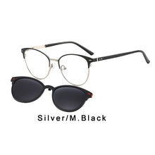 Load image into Gallery viewer, O-Q CLUB Men Vintage Glasses Frame Square 2 In 1Magnetic Polarized Clip On Sunglasses Optical Eyewear Prescription Glasses T3521