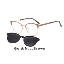 Load image into Gallery viewer, O-Q CLUB Men Vintage Glasses Frame Square 2 In 1Magnetic Polarized Clip On Sunglasses Optical Eyewear Prescription Glasses T3521
