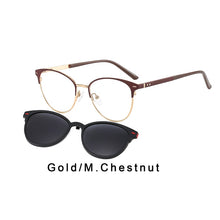 Load image into Gallery viewer, O-Q CLUB Men Vintage Glasses Frame Square 2 In 1Magnetic Polarized Clip On Sunglasses Optical Eyewear Prescription Glasses T3521
