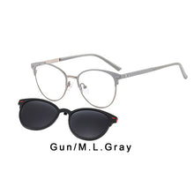 Load image into Gallery viewer, O-Q CLUB Men Vintage Glasses Frame Square 2 In 1Magnetic Polarized Clip On Sunglasses Optical Eyewear Prescription Glasses T3521