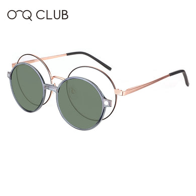 O-Q CLUB Round Women Glasses 2 In 1 Clip On Polarized Sunglasses Optical Prescrition Men Eyeglasses Magnetic Spectacles CD6816
