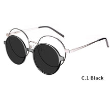Load image into Gallery viewer, O-Q CLUB Round Women Glasses 2 In 1 Clip On Polarized Sunglasses Optical Prescrition Men Eyeglasses Magnetic Spectacles CD6816