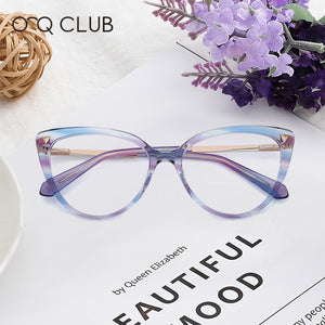 O-Q CLUB Women Glasses Frames Cat Eye  Acetate Spectacles Myopia Optical Prescription  Vintage Eyeglasses MG6108