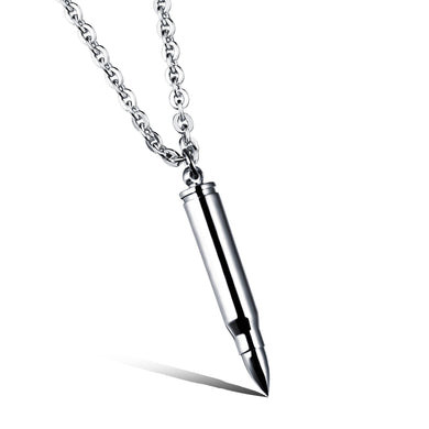 Charm Men Jewelry Titanium Stainless Steel Bullet Pendants Punk Rock Necklace Silver/Black/Gold Link Chain Punk Gift
