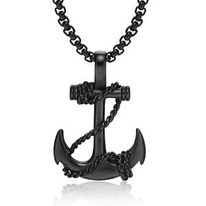 Punk Men Titanium Steel Pendants Chain Anchor Necklace Cross Men Women Stainless Fashion Jewelry Black/Gold/Silver Gift