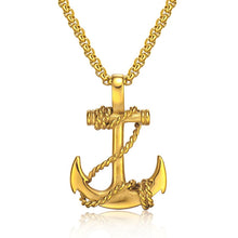 Carica l&#39;immagine nel visualizzatore di Gallery, Punk Men Titanium Steel Pendants Chain Anchor Necklace Cross Men Women Stainless Fashion Jewelry Black/Gold/Silver Gift