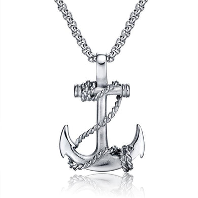 Punk Men's Necklace One Piece Anchor Pendants Stainless Steel Necklaces & Pendants Fashion Men Jewelry Black/Gold/Silver