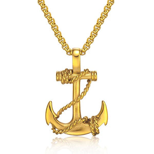 Punk Men's Necklace One Piece Anchor Pendants Stainless Steel Necklaces & Pendants Fashion Men Jewelry Black/Gold/Silver