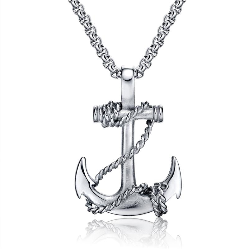 Punk Men's Necklace One Piece Anchor Pendants Stainless Steel Necklaces & Pendants Fashion Men Jewelry Black/Gold/Silver