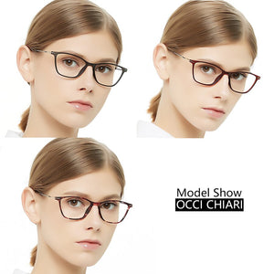 OCCI CHIAR Cat Eye Blue Light Glasses Frame Women Computer Glasses Decorative Myopia Prescription Eyeglasses Frames Fake Eyewear