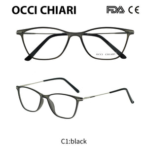 OCCI CHIAR Cat Eye Blue Light Glasses Frame Women Computer Glasses Decorative Myopia Prescription Eyeglasses Frames Fake Eyewear
