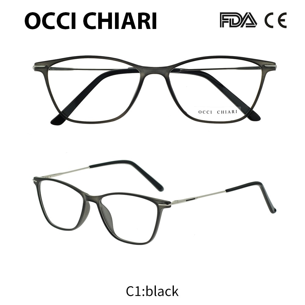 OCCI CHIAR Cat Eye Blue Light Glasses Frame Women Computer Glasses Decorative Myopia Prescription Eyeglasses Frames Fake Eyewear