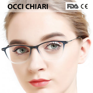 OCCI CHIAR Cat Eye Blue Light Glasses Frame Women Computer Glasses Decorative Myopia Prescription Eyeglasses Frames Fake Eyewear