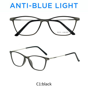 OCCI CHIAR Cat Eye Blue Light Glasses Frame Women Computer Glasses Decorative Myopia Prescription Eyeglasses Frames Fake Eyewear