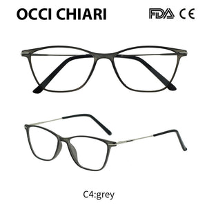 OCCI CHIAR Cat Eye Blue Light Glasses Frame Women Computer Glasses Decorative Myopia Prescription Eyeglasses Frames Fake Eyewear