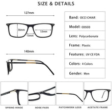 Load image into Gallery viewer, OCCI CHIARI Blue light glasses Frame Eyeglasses Frames Men prescription Acetate Male Spectacle Frames Optical Glasses
