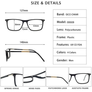 OCCI CHIARI Blue light glasses Frame Eyeglasses Frames Men prescription Acetate Male Spectacle Frames Optical Glasses