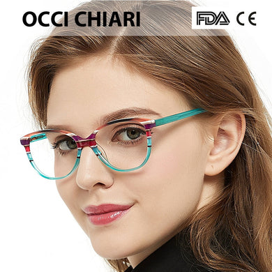 CHIARI Spring Hinges Prescription Lens Medical Optical Eyeglass Woman Frame Stripes Colorful Navy Red Italy Design W-CORRU