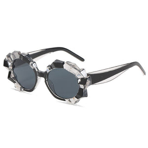 OEC CPO Crystal Frame Sunglasses Women Vintage Punk Round Sun Glasses Female Trendy Black Pink Steampunk Eyeglasses O361