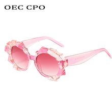 Load image into Gallery viewer, OEC CPO Crystal Frame Sunglasses Women Vintage Punk Round Sun Glasses Female Trendy Black Pink Steampunk Eyeglasses O361