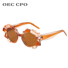 Load image into Gallery viewer, OEC CPO Crystal Frame Sunglasses Women Vintage Punk Round Sun Glasses Female Trendy Black Pink Steampunk Eyeglasses O361