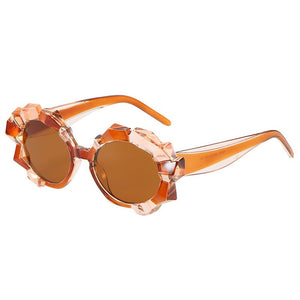 OEC CPO Crystal Frame Sunglasses Women Vintage Punk Round Sun Glasses Female Trendy Black Pink Steampunk Eyeglasses O361