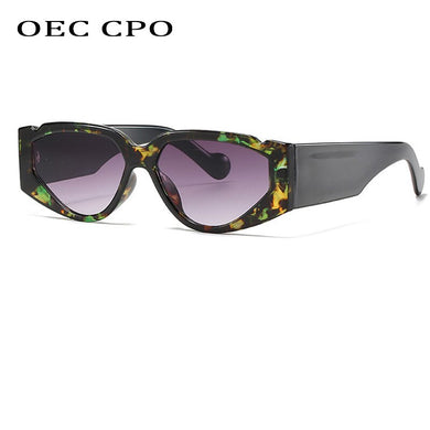 OEC CPO Punk Square Sunglasses Women Vintage Cat Eye Sunglasses Men Eyewear Retro Green Gray Shades UV400 Glasses O655