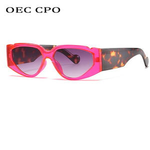 OEC CPO Punk Square Sunglasses Women Vintage Cat Eye Sunglasses Men Eyewear Retro Green Gray Shades UV400 Glasses O655