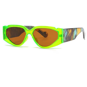 OEC CPO Punk Square Sunglasses Women Vintage Cat Eye Sunglasses Men Eyewear Retro Green Gray Shades UV400 Glasses O655