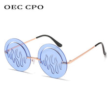 Load image into Gallery viewer, OEC CPO Rimless Sunglasses Women Vintage Round Hollow Sunglasses Men Personality Frameless Flame Glasses Shades Oculos