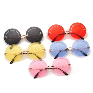OEC CPO Rimless Sunglasses Women Vintage Round Hollow Sunglasses Men Personality Frameless Flame Glasses Shades Oculos
