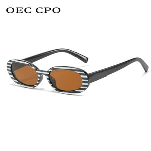 OEC CPO Small Oval Sunglasses Women Brand Designer Elegant Sun Glasses Female Personality Eyeglasses UV400 Oculos