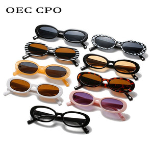 OEC CPO Small Oval Sunglasses Women Brand Designer Elegant Sun Glasses Female Personality Eyeglasses UV400 Oculos