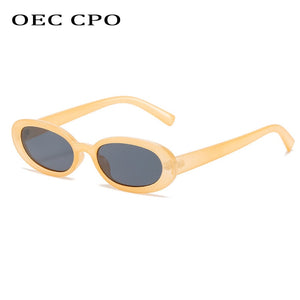 OEC CPO Small Oval Sunglasses Women Brand Designer Elegant Sun Glasses Female Personality Eyeglasses UV400 Oculos