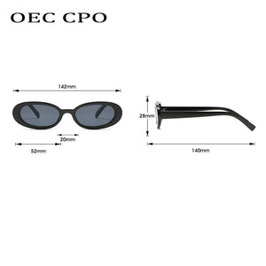 OEC CPO Small Oval Sunglasses Women Brand Designer Elegant Sun Glasses Female Personality Eyeglasses UV400 Oculos